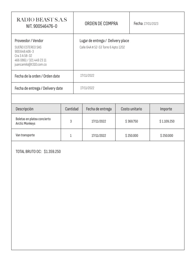Orden de Compra RB | PDF | Tecnología