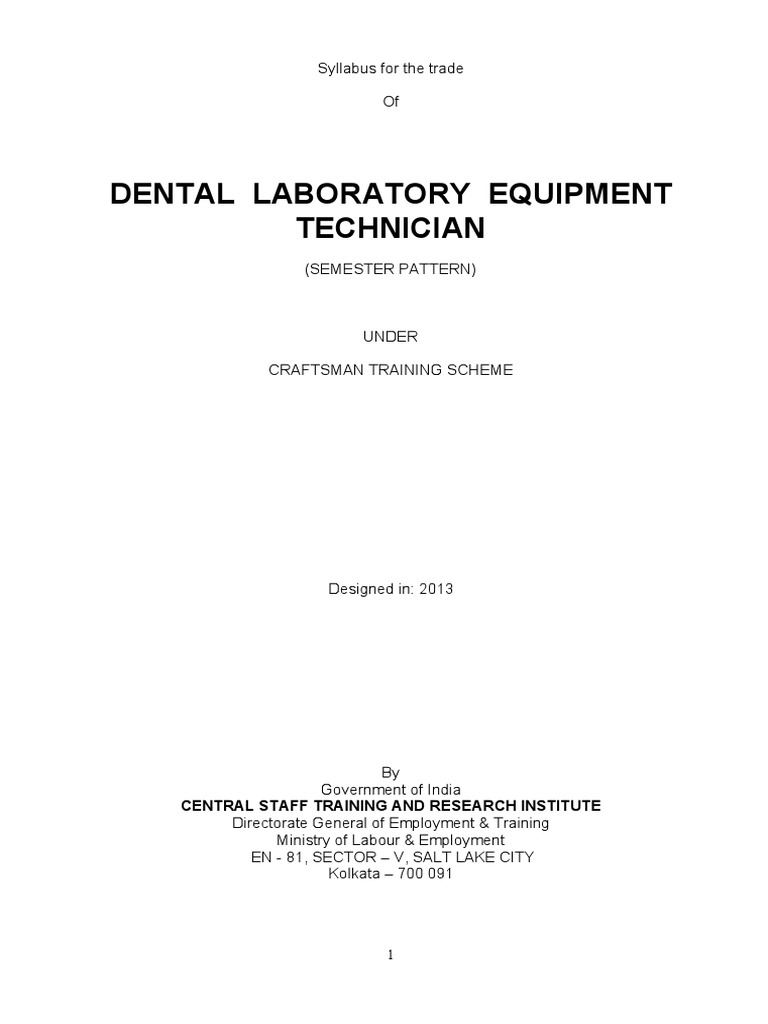 Dental Laboratory Technician Syllabus | PDF | Dentures | Orthodontics
