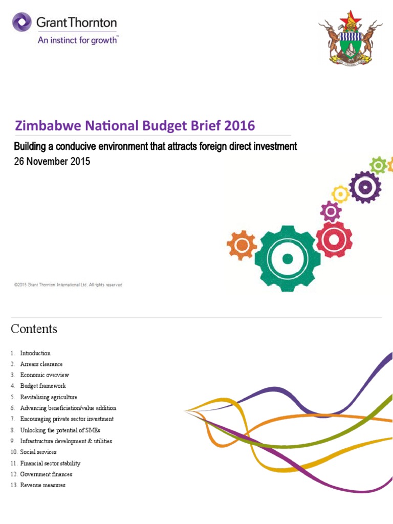 Zimbabwe 2016 National Budget Summary PDF Taxes Value Added Tax