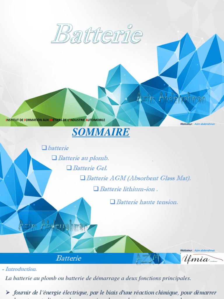Types et fonctionnement des batteries PDF Pile rechargeable Acide — free download