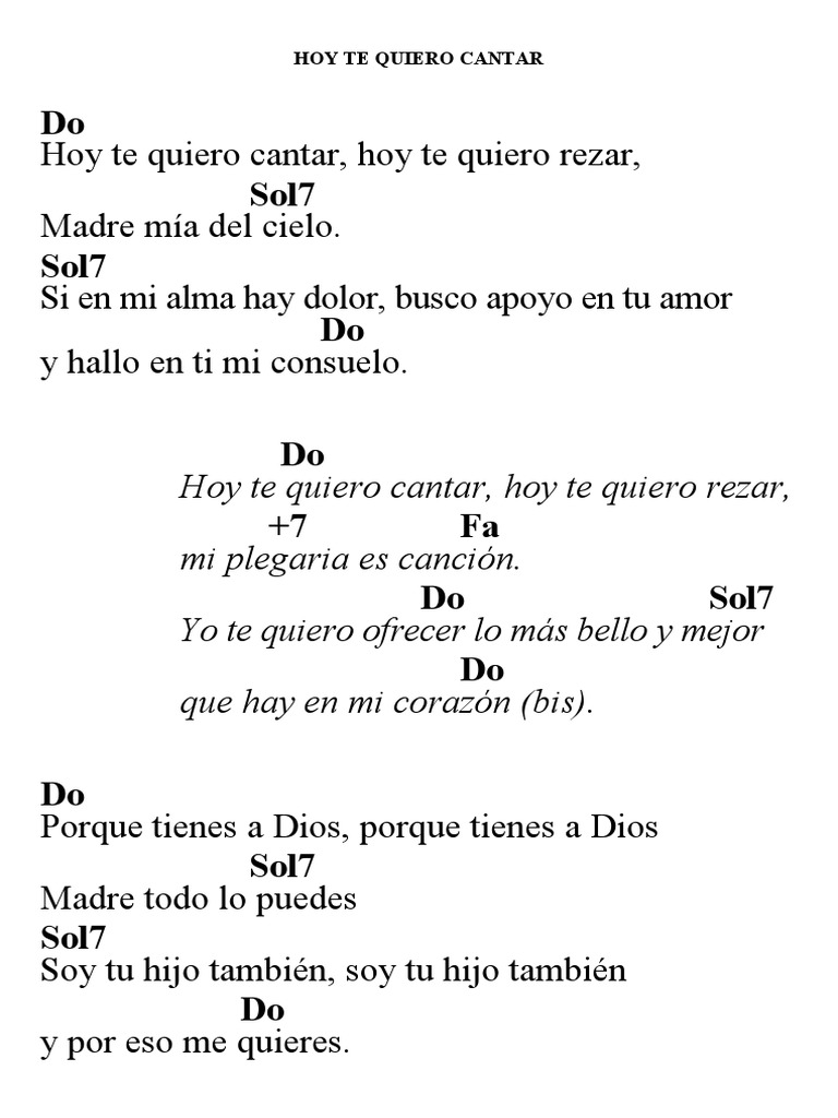 Hoy Te Quiero Cantar | PDF