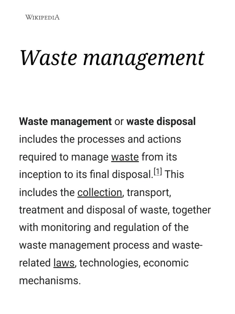 Waste Management Wikipedia Download Free PDF Waste Management Waste