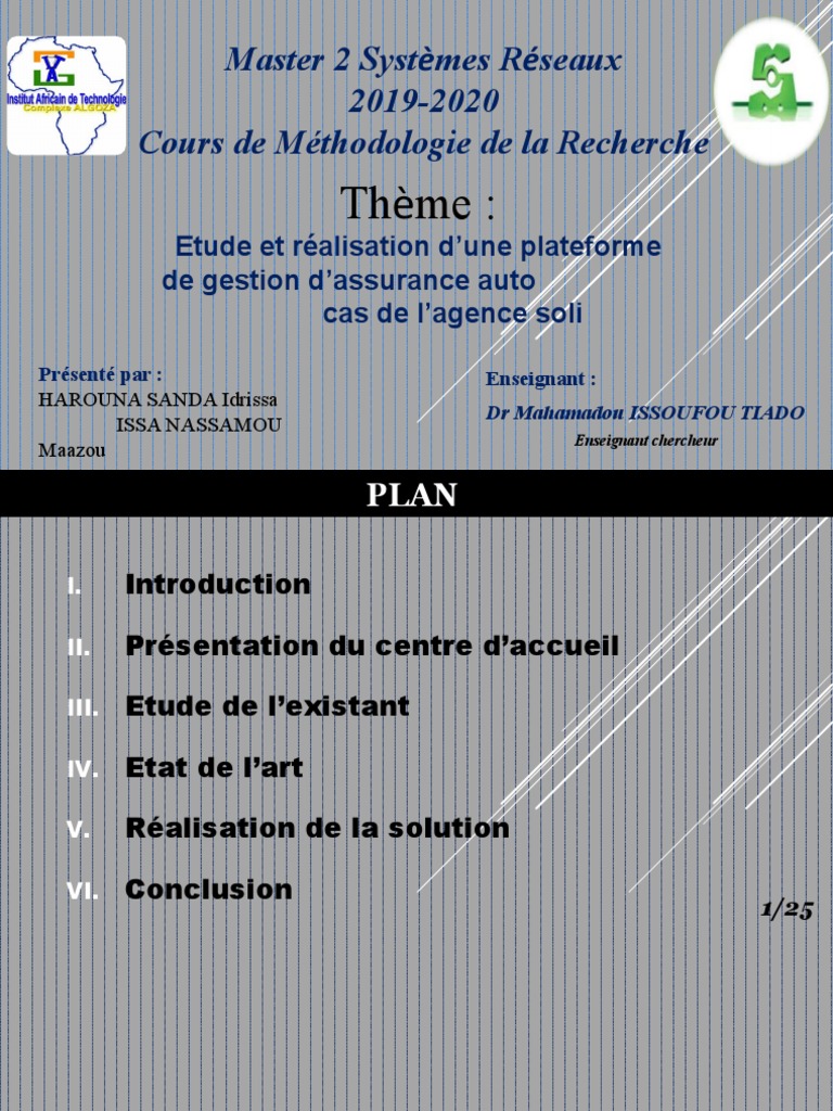 Master 2 Systèmes Réseaux 2019-2020 Cours de Méthodologie de La ...