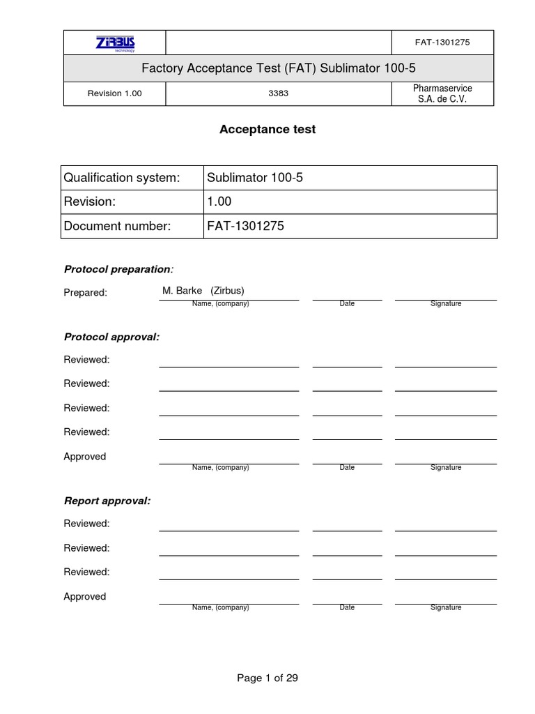 FAT Report for Sublimator 100-5 | PDF | Mechanical Engineering ...