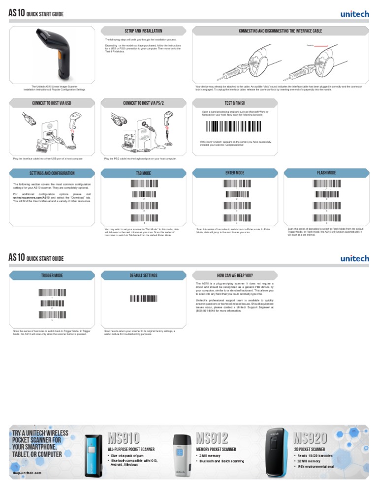 AS10 Quick Start Guide | PDF | Image Scanner | Usb