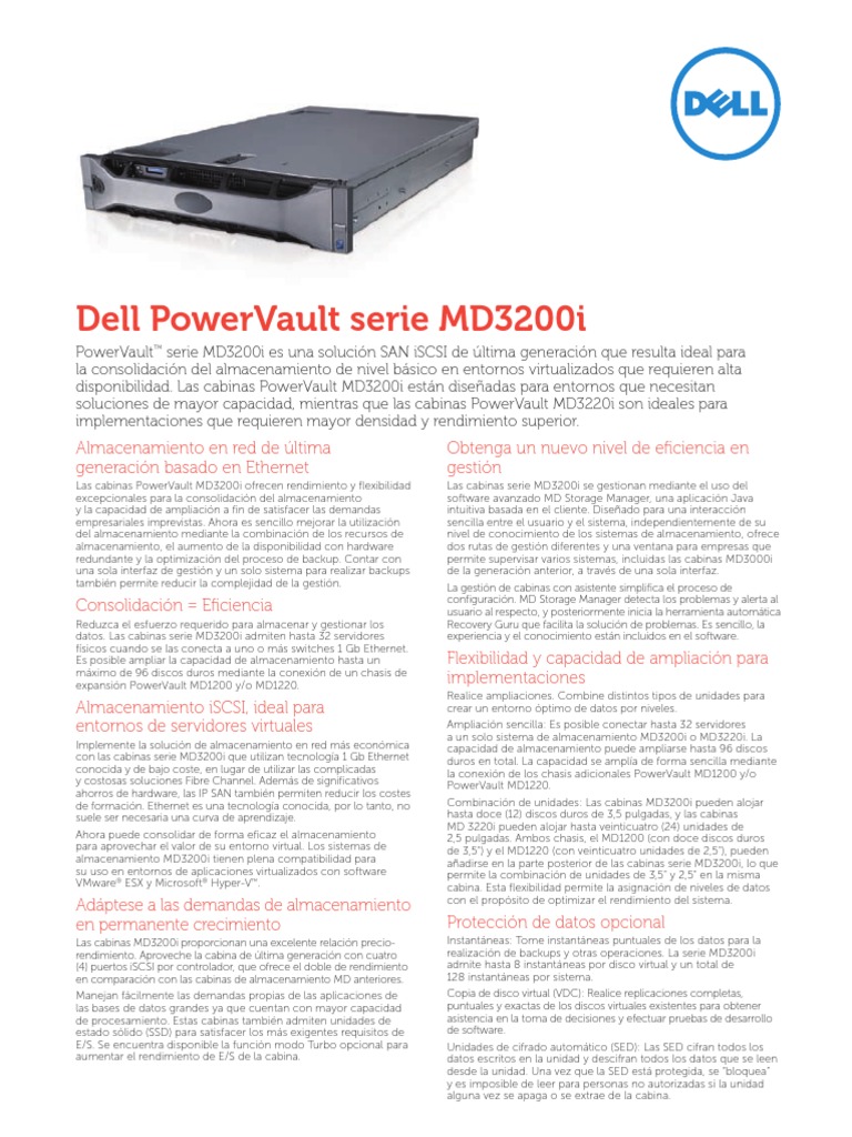 PowerVault MD3200i and MD3220i Spec Sheet PDF Unidad de estado