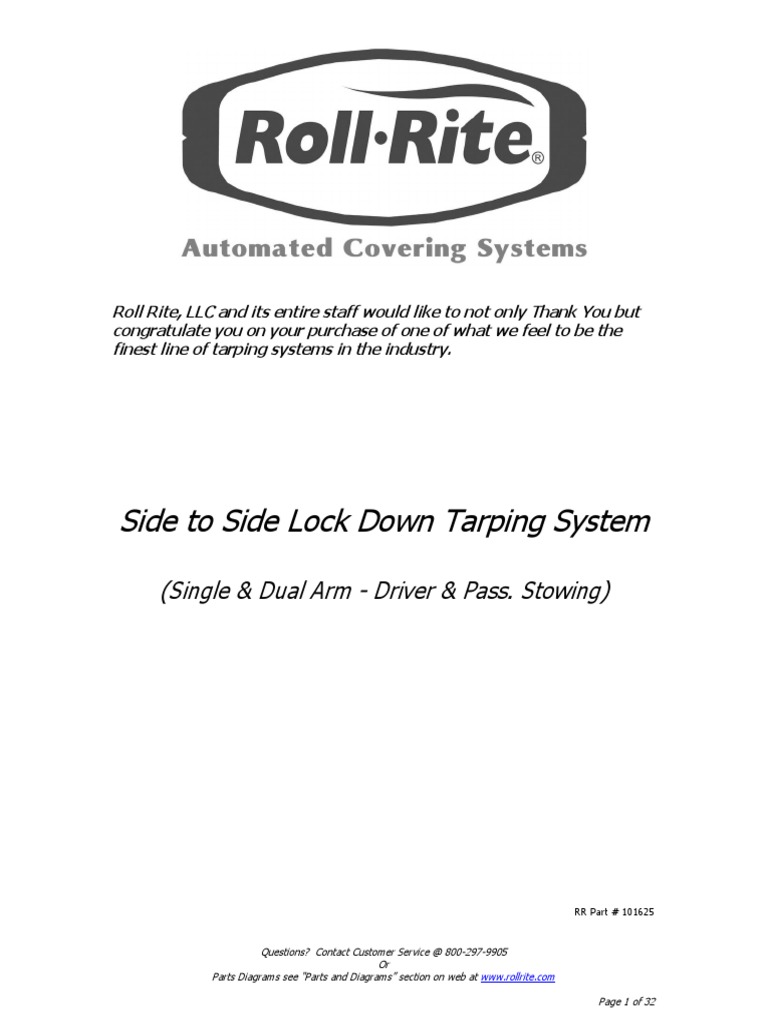 Side To Side System Lock Down Tarping System Installation Instructions