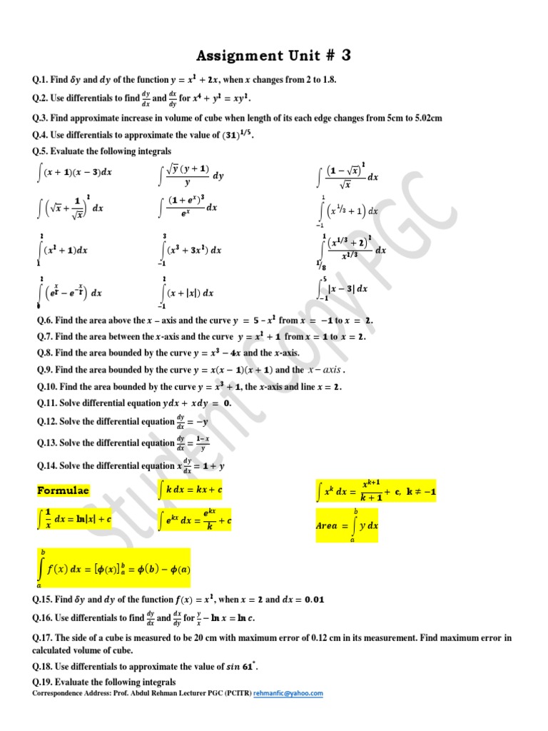 Chapter 3: Differentials and Areas | PDF | Area | Integral