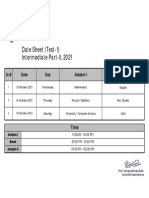 Date Sheet Test-I Part-II, 2021 82-A Campus