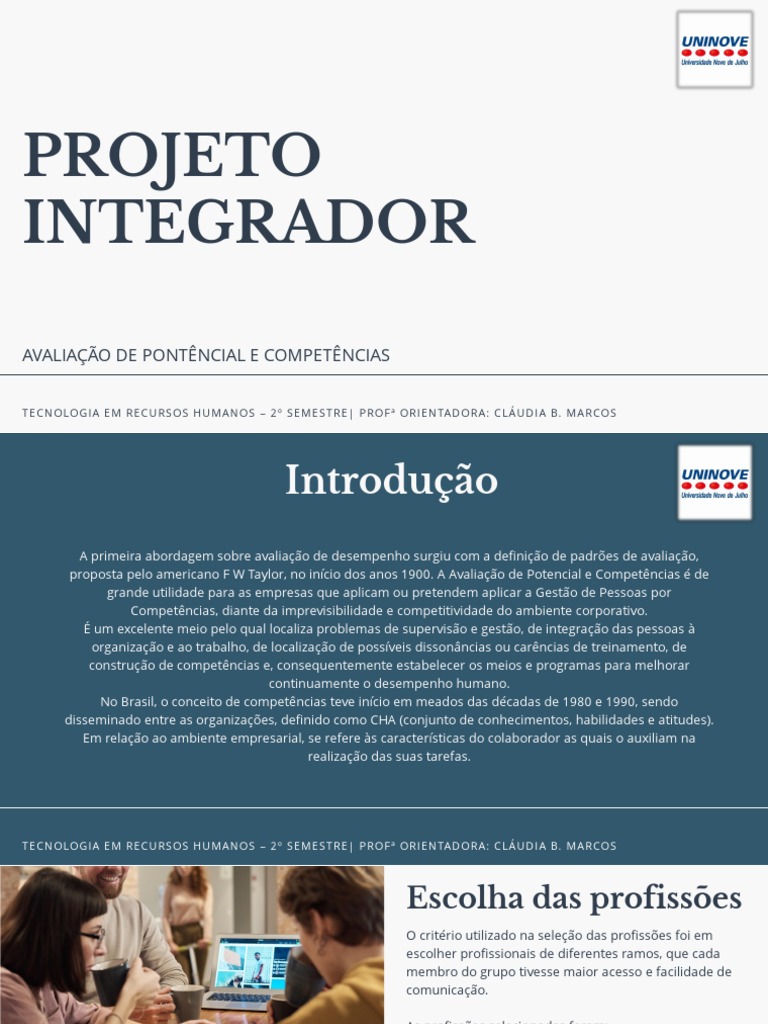 Projeto Integrador - Apresentação | PDF | Recrutamento | Gestão de ...