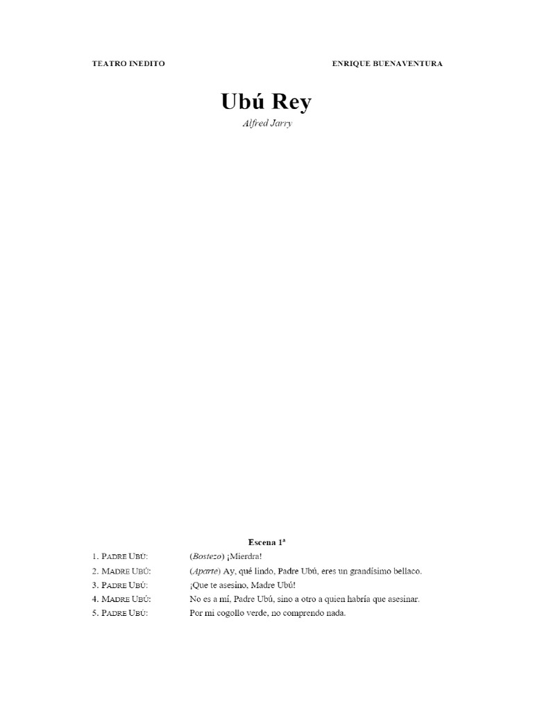 Ubú Rey. Alfred Jarry | PDF