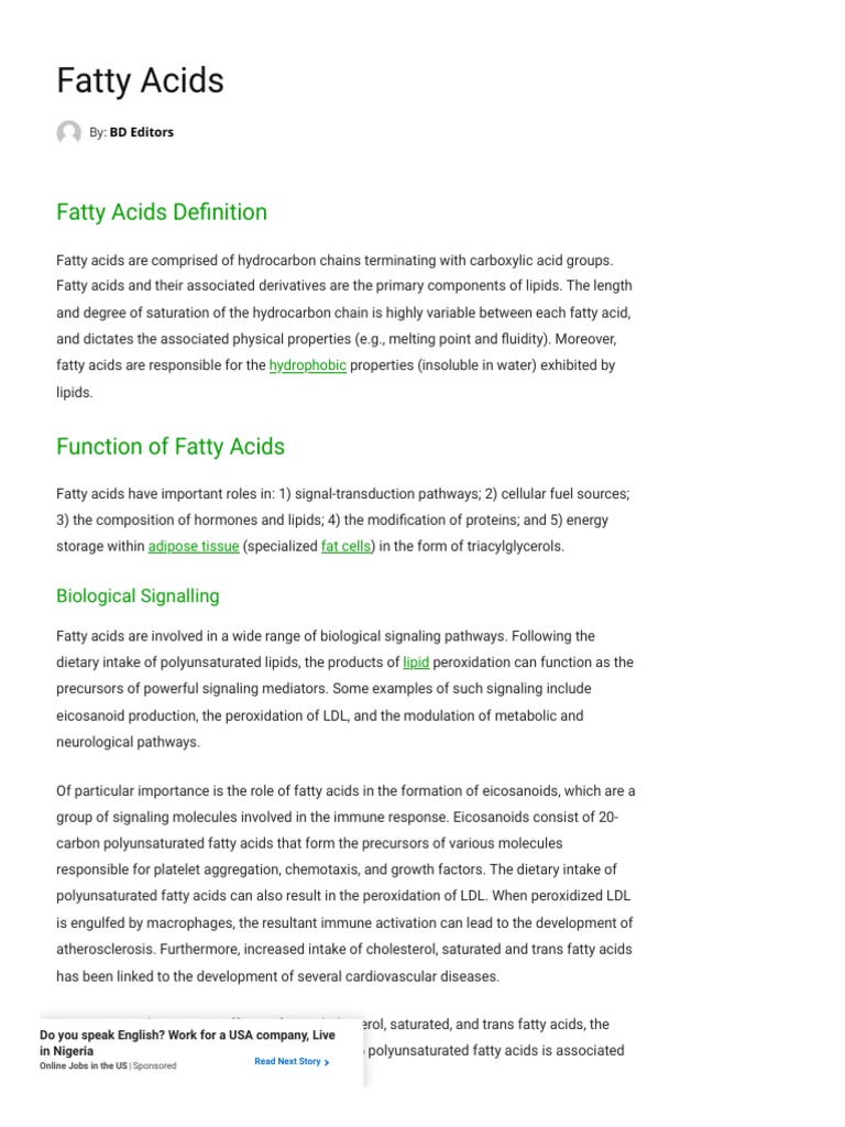 Fatty Acids Definition, Structure, Function & Types Biology