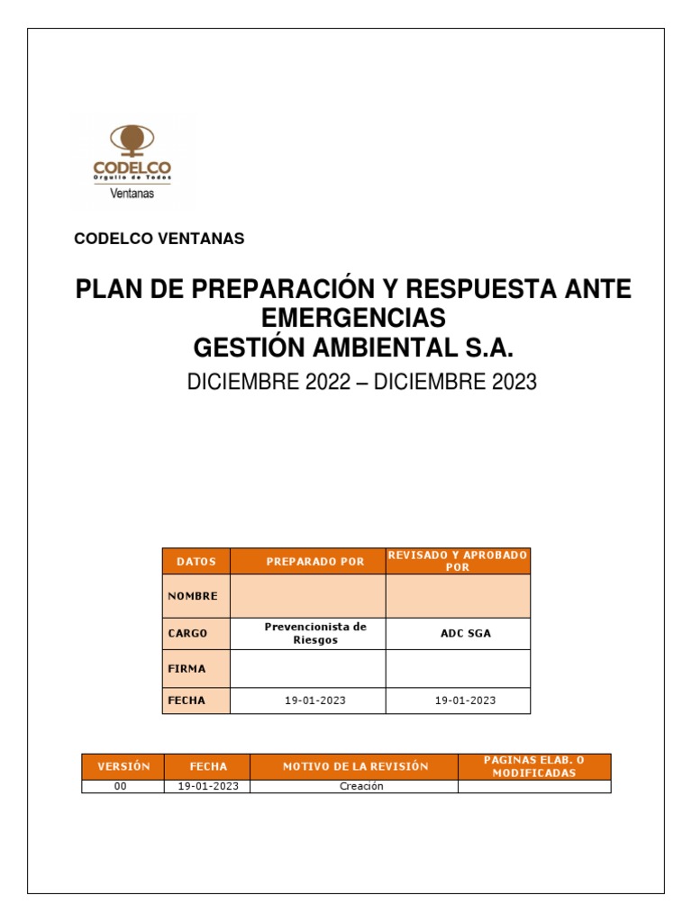 Plan de Emergencias SGA DSAL Ctto 4600023854 | PDF | Temblores | Naturaleza