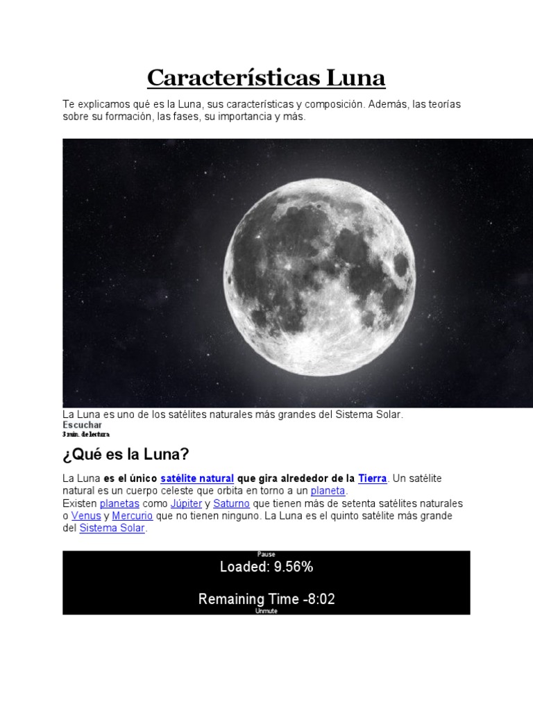 Características Luna | PDF | Luna | Tierra