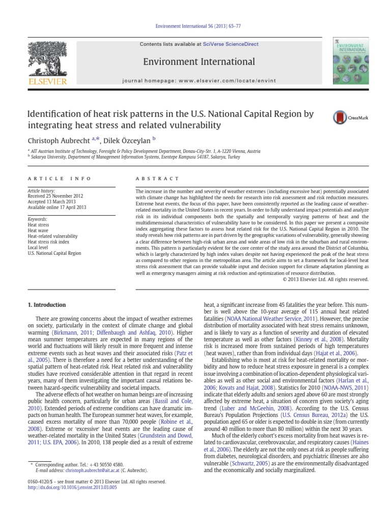 Identification of Heat Risk Patterns in The U.S. National Capital ...