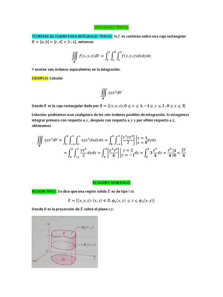 INTEGRALES TRIPLES PDF Integral Relaciones matematicas