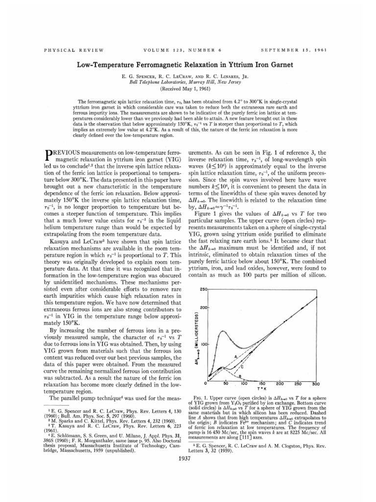 2023-02-10 Low-Temperature Ferromagnetic Relaxation in Yttrium Iron ...