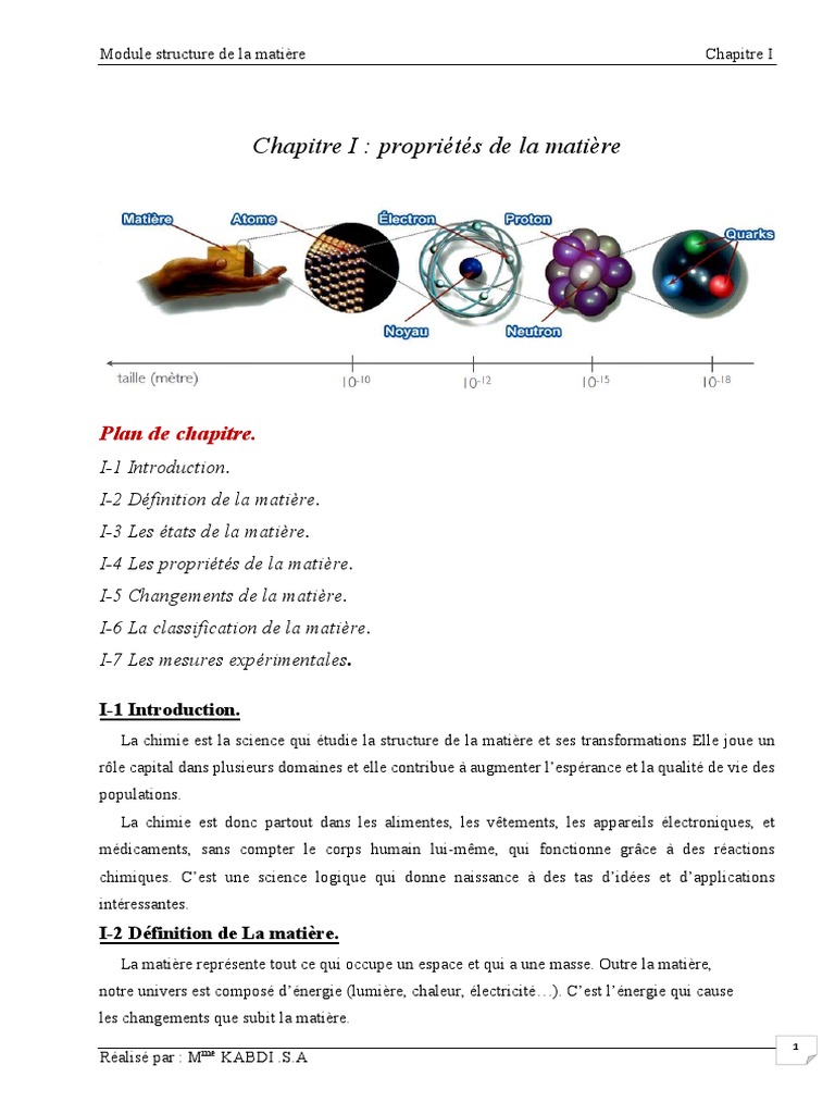 Introduction à la matière | PDF | Chimie | Matière