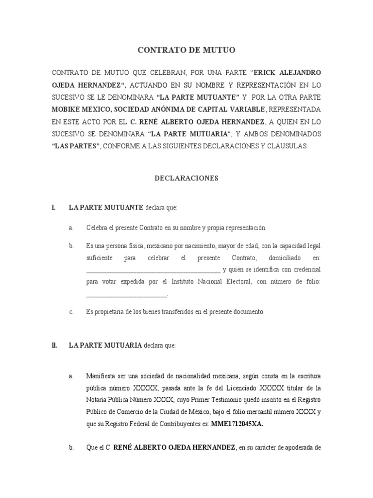 Contrato de Mutuo | PDF | México | Justicia