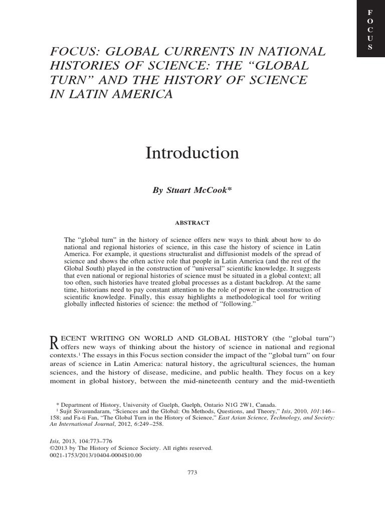Focus Global Currents in National Histories of Science The "Global