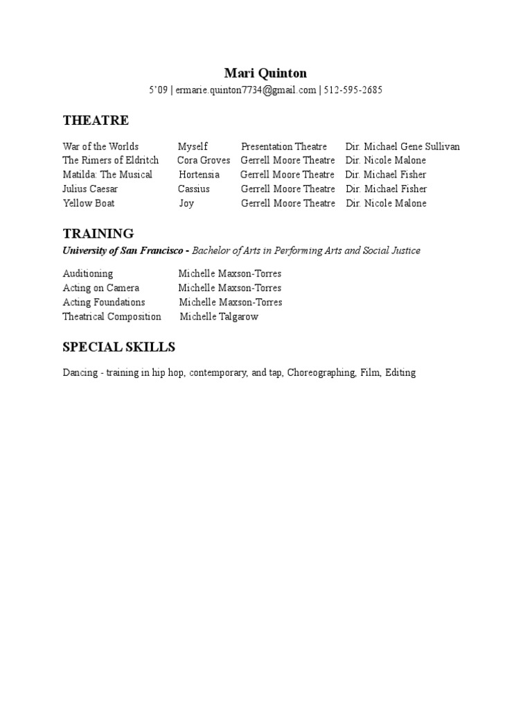 Theater Resume 2022 PDF
