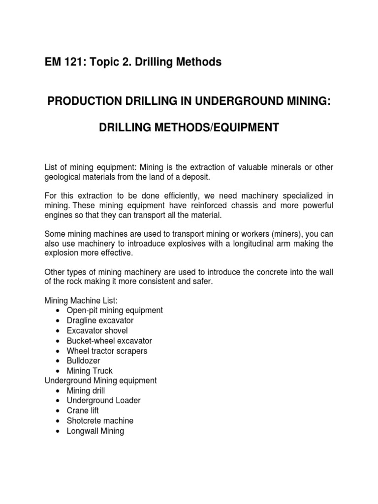Drilling MethodsEquipment Production Drilling PDF Mining Drilling