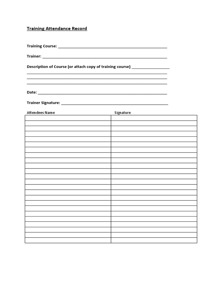 EXAMPLE OF ATTENDANCE REGISTER FOR TRAINING visual data 2