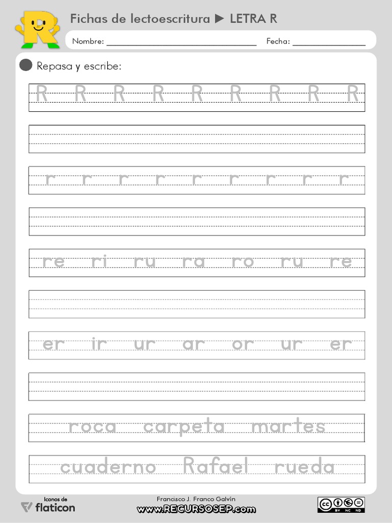 15 Fichas Lectoescritura Montessori Recursosep Letra R Imprenta | PDF