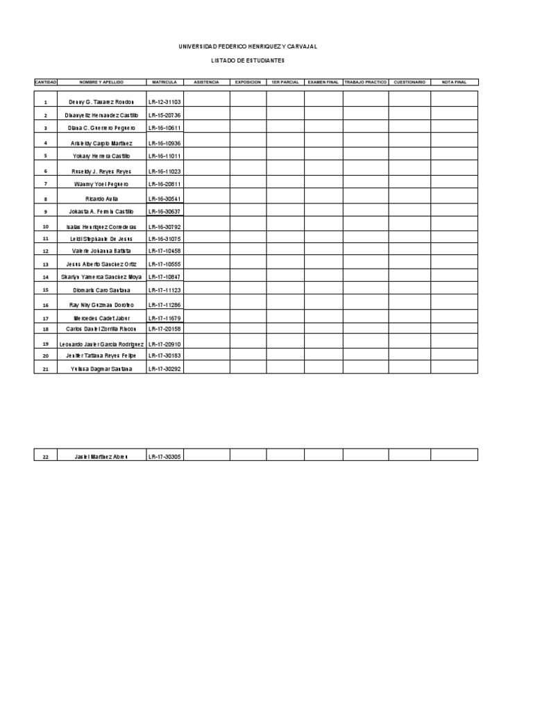 Listado de Estudiantes FHYC 2023 | PDF | Deportes y actividades al aire ...