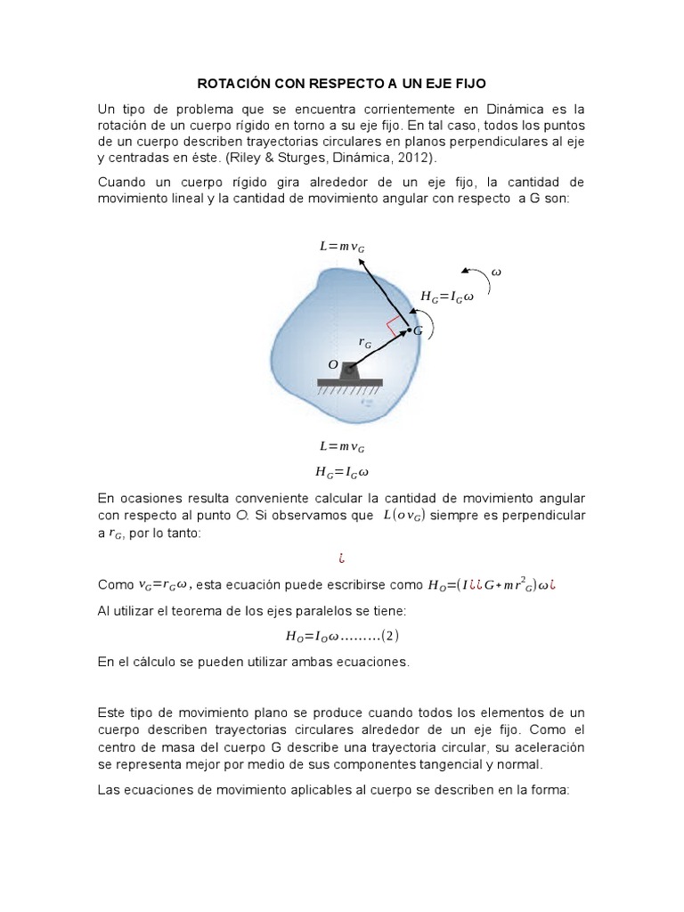 Rotación de Cuerpos Rígidos en Ejes Fijos | PDF | Rotación | Ecuaciones