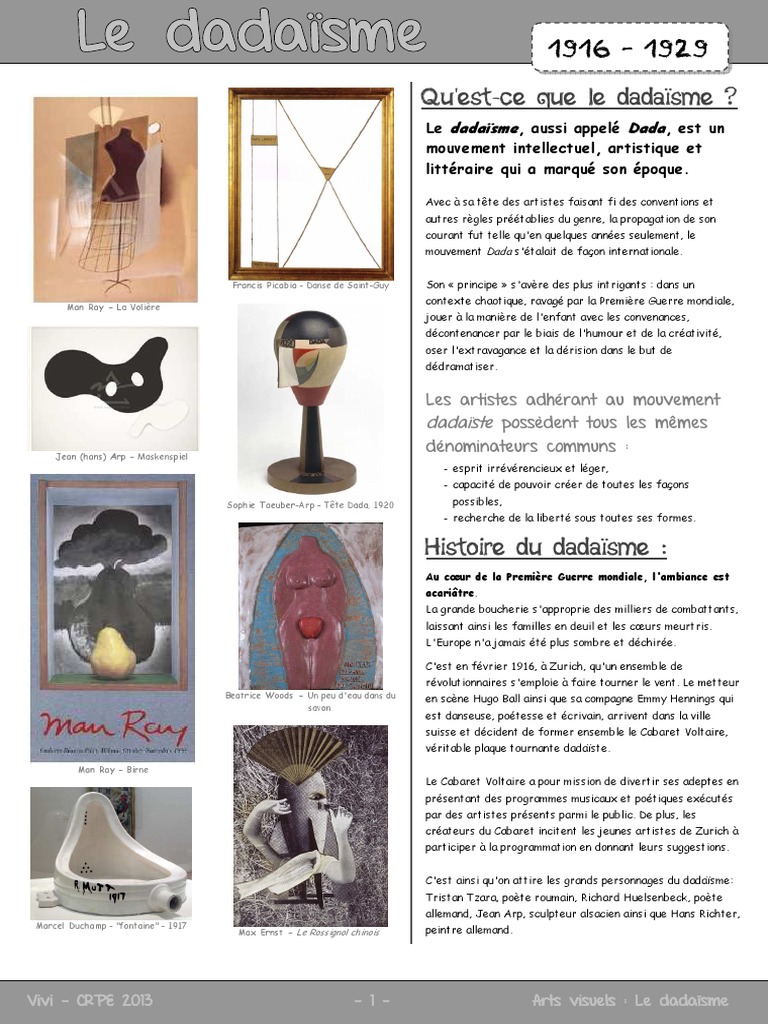 Le Dadaïsme : Art et Rébellion | PDF | Performance artistique | Art ...