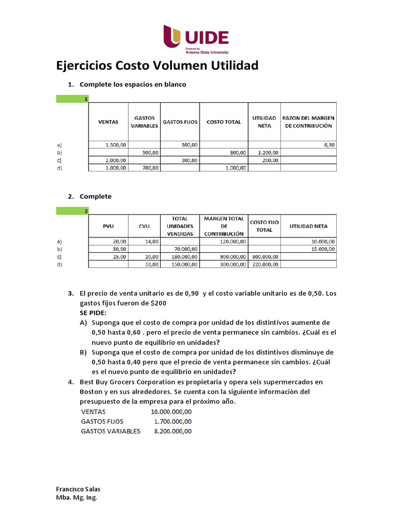 Costo Volumen Utilidad Pdf Mercado Economía Economias