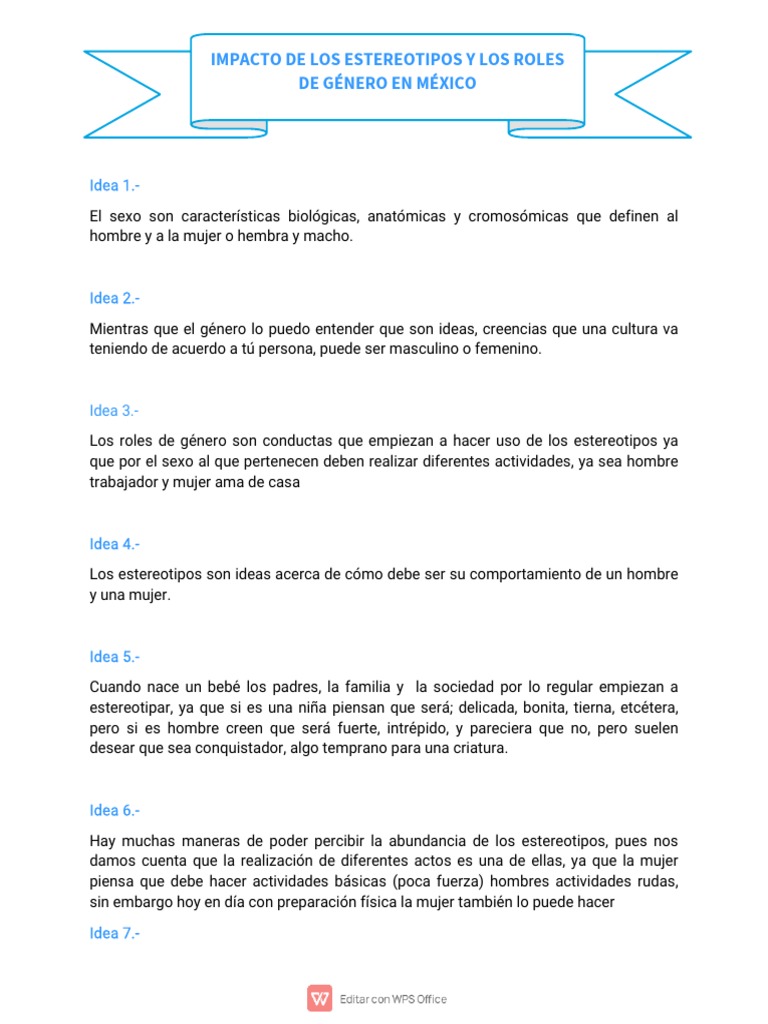 El Impacto de Los Estereotipos y Los Roles de Género en México | PDF