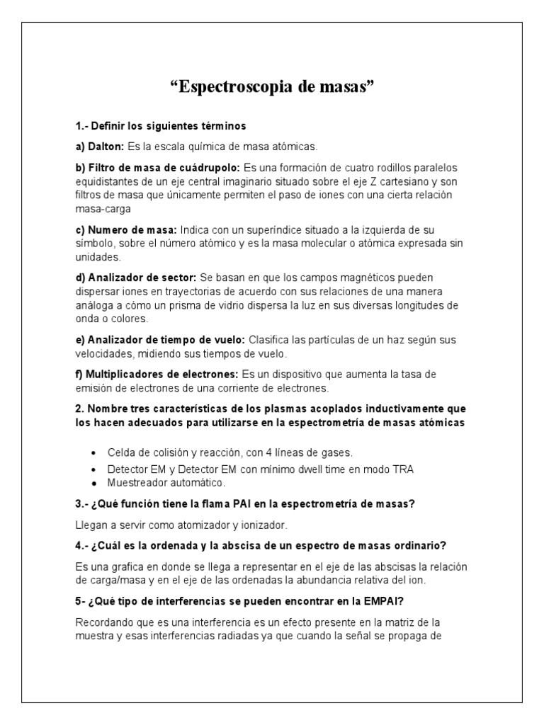 Fundamentos de Espectroscopia de Masas | PDF | Espectrometría de masas ...