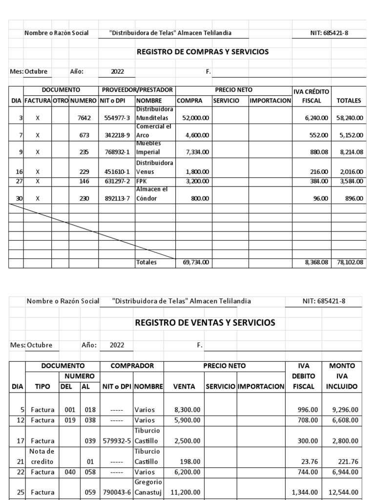 Registro de Compras y Ventas 2022 | PDF | Factura | Contabilidad