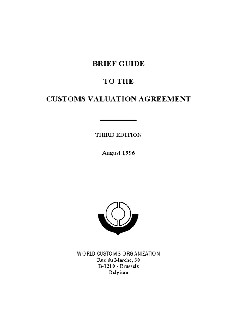 Brief Guide To The Customs Valuation Code PDF Prices Sales