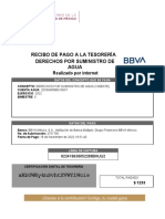 Recibo de Pago A La Tesorería Derechos Por Suministro de Agua