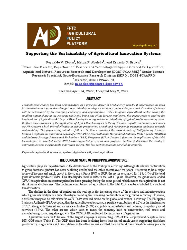 The Current State of Philippine Agriculture | PDF | Agriculture ...