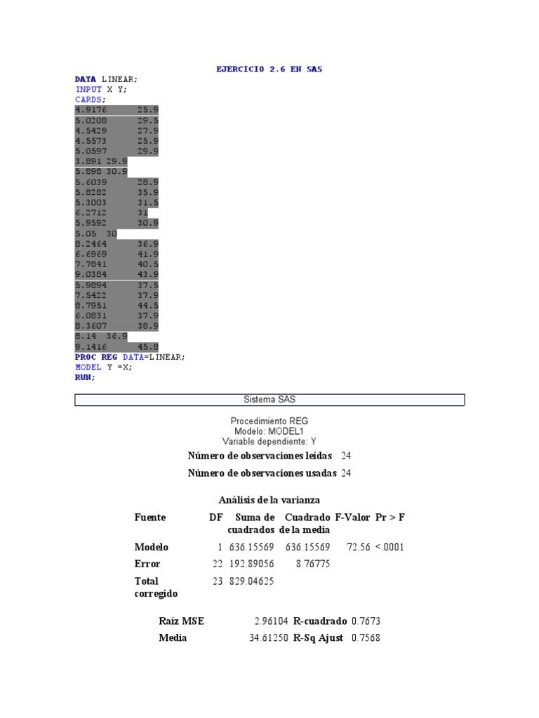 Input Cards: Ejercicio 2.6 en Sas Data | PDF