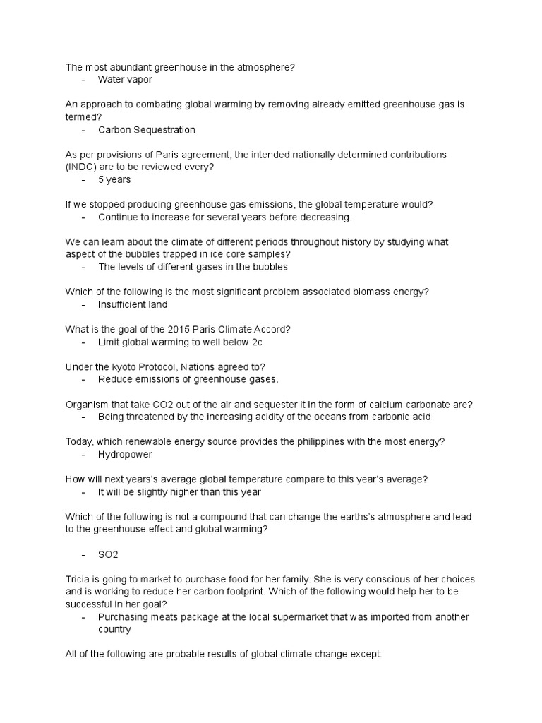 Key Facts About Greenhouse Gases, Climate Change Mitigation Efforts