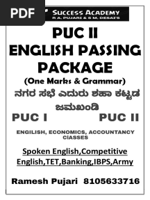 2nd PUC English 1 Marks IMP