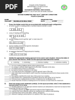 SUMMATIVE TEST 2 21ST CENTURY LITERATURE 4th Quarter