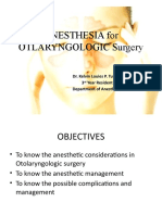ANESTHESIA For OTLARYNGOLOGIC Surgery