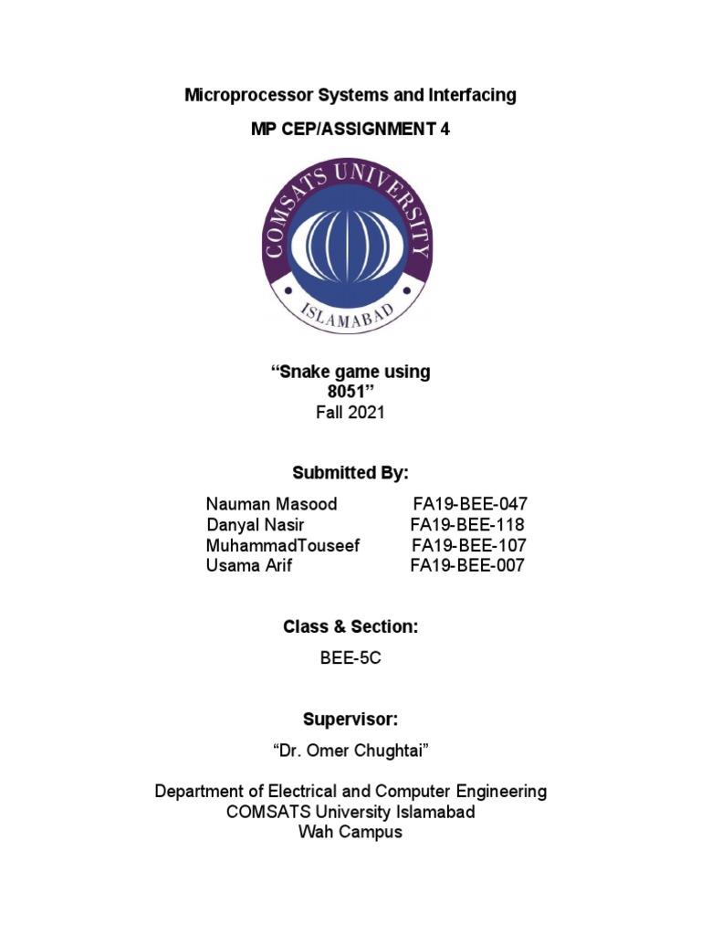 Snake Game Project for 8051 Microcontroller | PDF | Software ...