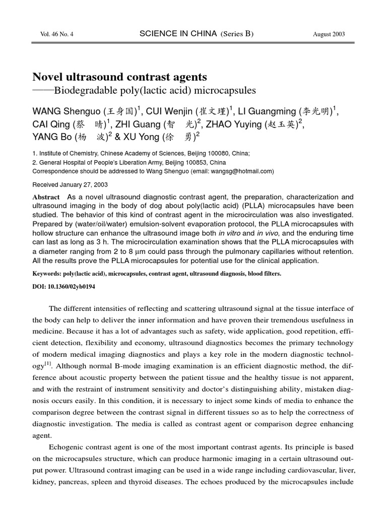 Ultrasound Contrast Agents PDF Medical Ultrasound Ultrasound