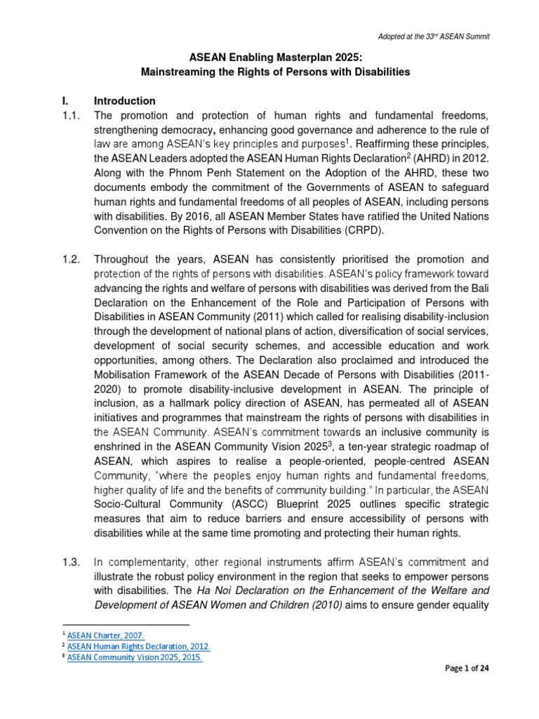 ASEAN Enabling Masterplan 2025 Mainstreaming The Rights of Persons With Disabilities PDF