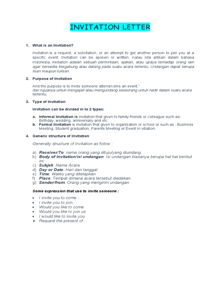 Materi Invitation Letter PDF