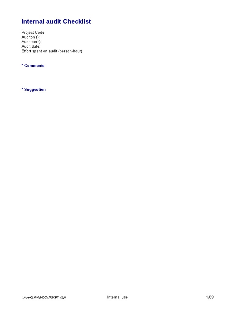 Checklist Internal Audit | PDF | Audit | Internship