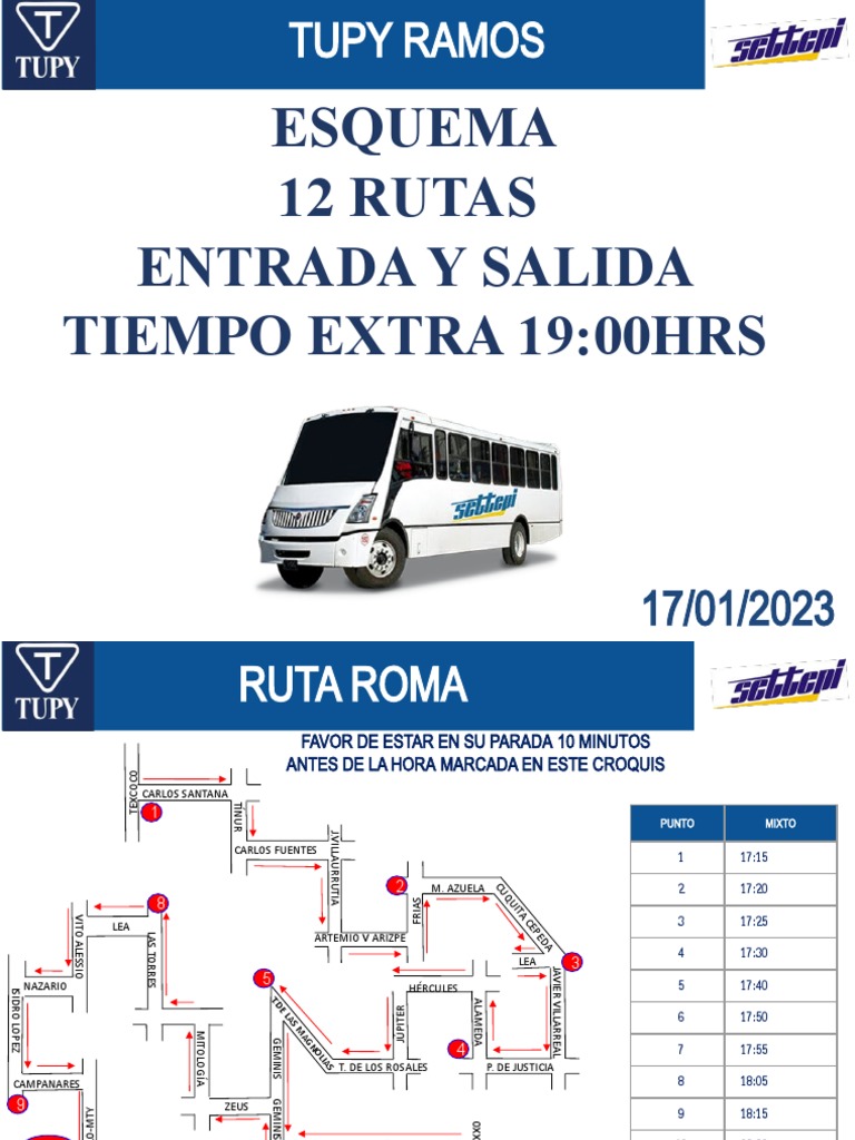 Horarios y Rutas de Transporte 2023 | PDF