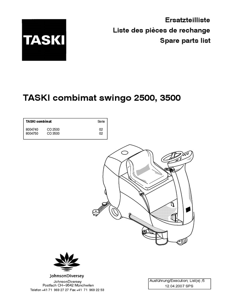 Liste des pièces TASKI Swingo | PDF | Machine | Biens manufacturés